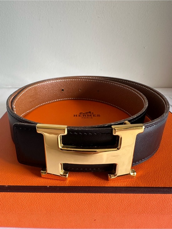Hermes Accessories - Hermès Constance H Belt 32mm Reversible Black Gold Size 65 Vintage